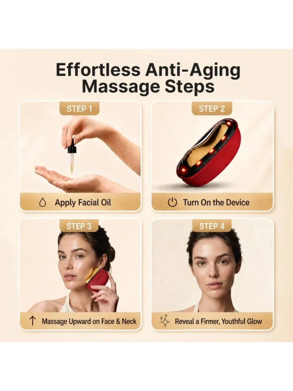 Electric Heated Gua Sha Tool & Red Light Face Massager, Vibration Beauty Device